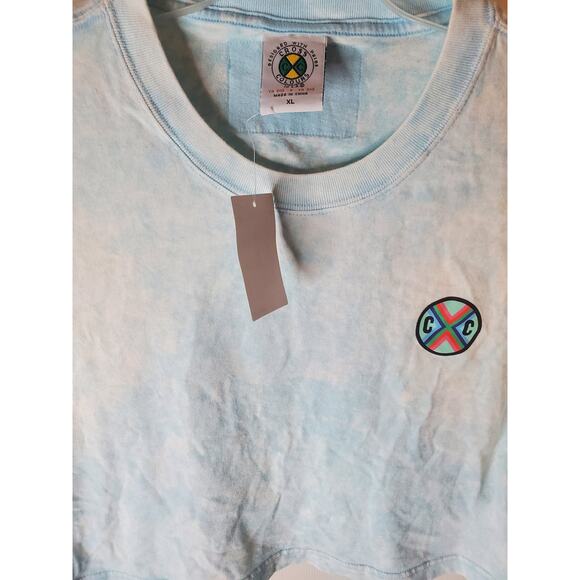 Cross Colours Light Blue Wash Crop Tee Shirt, NWT, XL - Picture 2 of 6